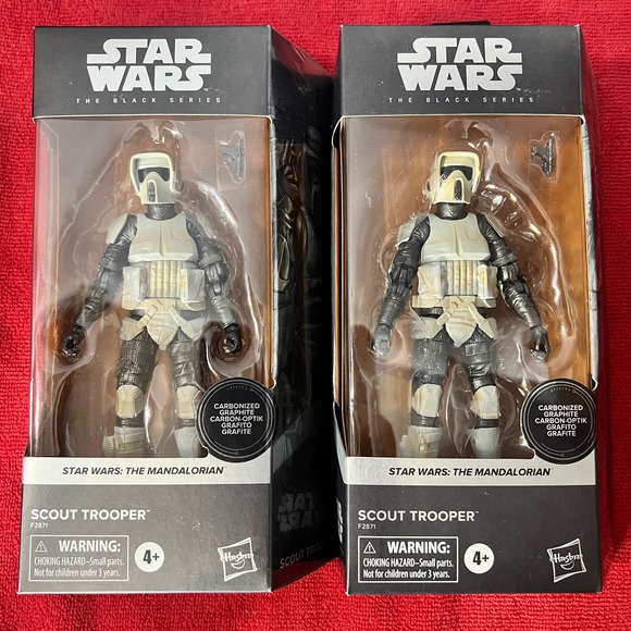 🔥 2x’s Star Wars Black Series Carbonized Scout Trooper Figure Mandalorian - Picture 1 of 5